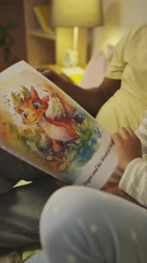 Hojeando un cómic fantástico sobre dinosaurios antes de dormir
