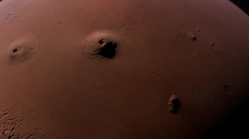 3D Animated Mars Planet Rotation in Dark Space