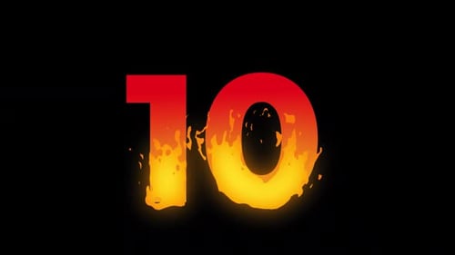 Burning Fire Number Ten Countdown Animation