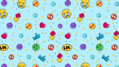 Seamless emoji icons background pattern looping animation