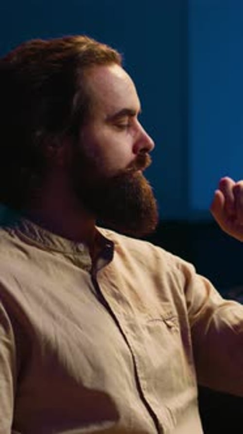 Vertical Video Tracking Engineer Used Audio Mixer in Professional Recording Studio