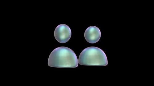 Iridescent 3D People Icons Rotating Looped Animation