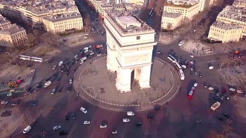 Arc de Triomphe Paris by drone in 4k