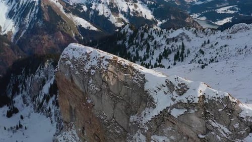 Breathtaking And Aerial View Of Winter In Switzerland And Natural Beauty