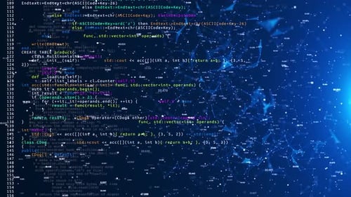 Trechos de código de animação de texto de falha com efeitos de ruído de falha, conexão de dados, Internet, ciberespaço