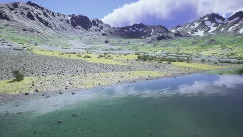 Majestic Mountain Scenery Rugged Summits Overlook Peaceful Alpine Waters