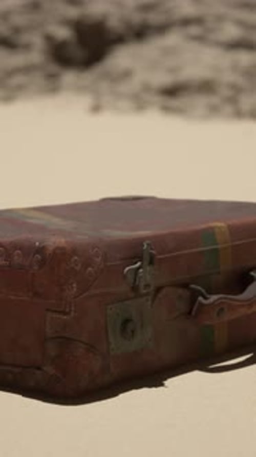 A Piece of Luggage Sitting on Top of a Sandy Beach
