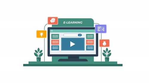 Flat Design E-Learning Online Education Platform Animation