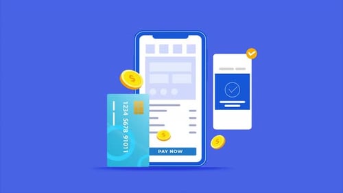 Mobile Online Payment Transaction with Credit Card Animation