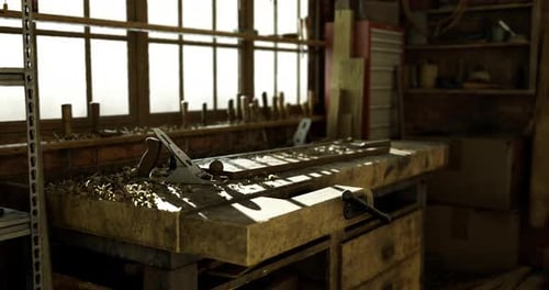 Workshop Filled with Tools and Materials for Woodworking Activities