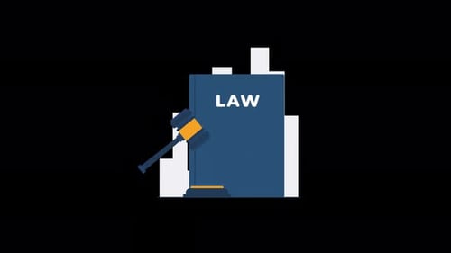 Justice Law Book with Gavel Flat Design Animation