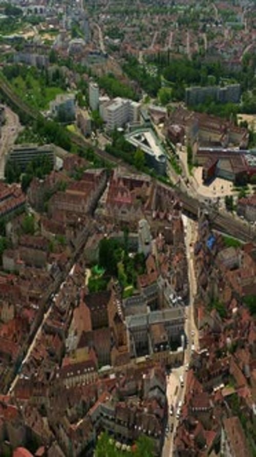 Aerial View Around the Town Dijon Flight Through the Historic Center of Dijon the Capital of
