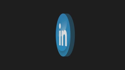 Animated LinkedIn Logo Icon 3D Rotation Reveal