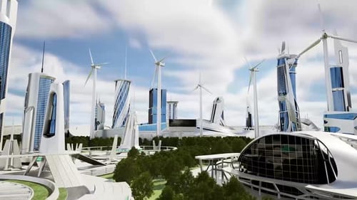 Expansion of renewable energies. Wind farm construction. Green energy concept