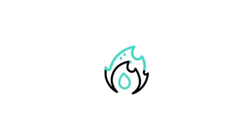 Minimalist Flame and Water Drop Icon Line Animation