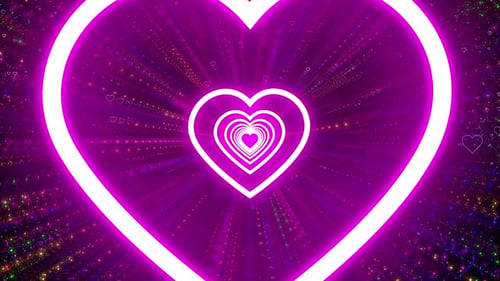 Pink Neon Hearts Tunnel Background