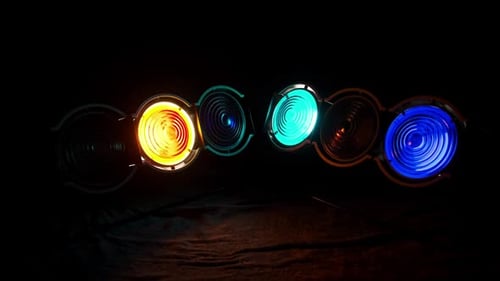 Swirling Lights with Yellow, Blue, and Teal Colors