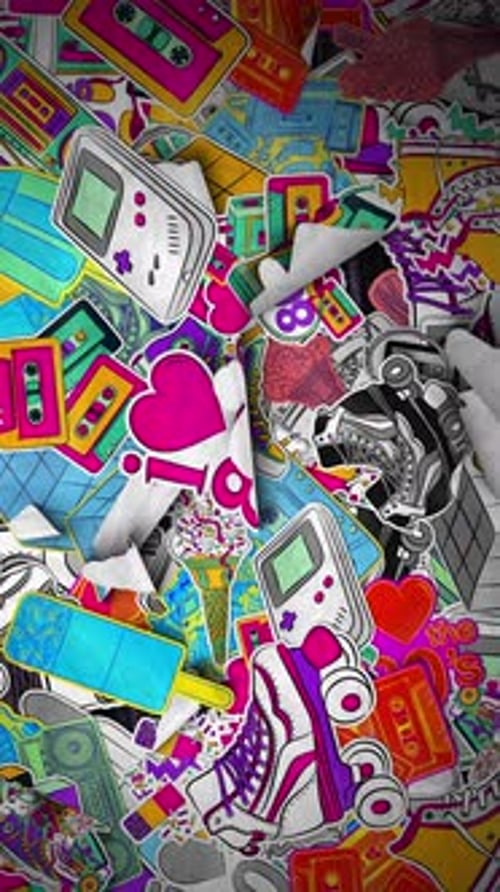Vibrant Retro 80s Pop Art Sticker Pack Animation