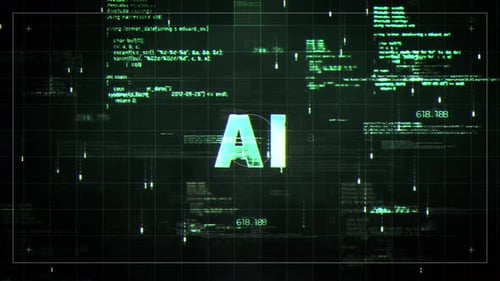 AI Digital Glitch Text Reveal with Cyber Data Code