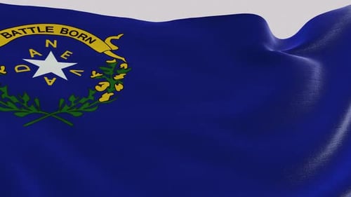 Nevada State Flag Waving with Realistic Fabric Animation