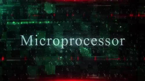 Mikroprozessor-Textanimation mit digitalem Hintergrund