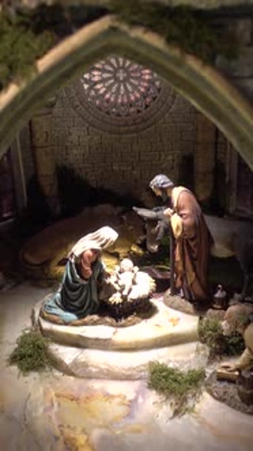 Nativity Scene Recreating the Birth of Jesus