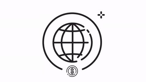 Animated Flat Design Global Finance Icon