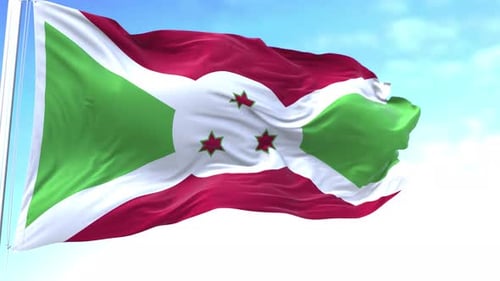 Waving Burundi Flag Animation Against Blue Sky