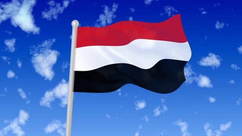 Waving Flag Animation Against Bright Blue Sky