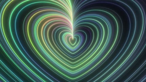 Colorful Neon Heart Beat Loop Motion Background