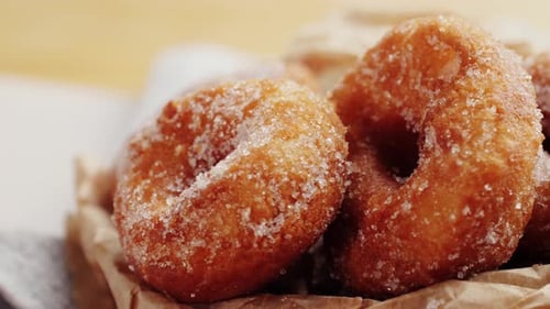 Spanish Traditional Donuts with Colorful Sprinkles Close Up Pink Sweets Food Macro