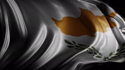 Realistic Waving Cyprus Flag Fabric Animation