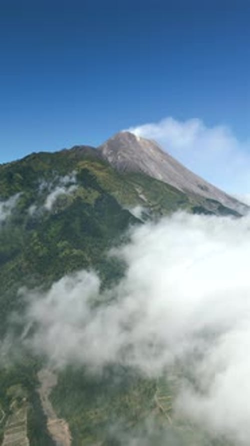Aerial View of Stunning Merapi Volcano in Indonesia