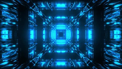 Futuristic Blue Digital Tunnel Loop Background