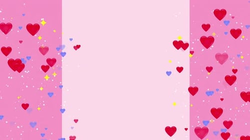 Flowing Pink Hearts and Stars Romantic Background