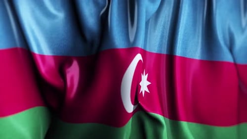 Waving Azerbaijan Flag Realistic Animation