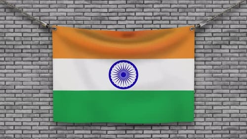 Drapeau 3D ondulant de l'Inde sur le mur avec fond de boucle de corde