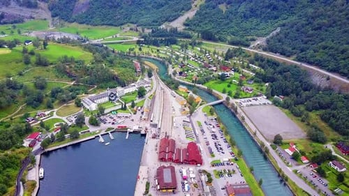 Flam Aerial View Sognefjord in Norway
