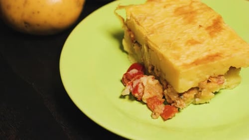 Potato and Meat Casserole Close Up