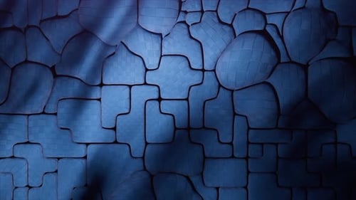 Futuristic Concept of a Mosaic Surface with Inflatable Parts Blue Scifi Technology Background Puzzle