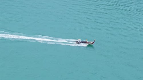 Captivating Scenic Aerial View of LongTail Boat in Krabi Thailand