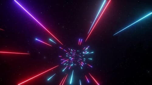 Futuristic Hyperspace Tunnel Animation with Neon Lights