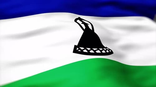 Lesotho Flag Waving Animation Loop