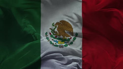 Waving Flag of Mexico with National Coat of Arms