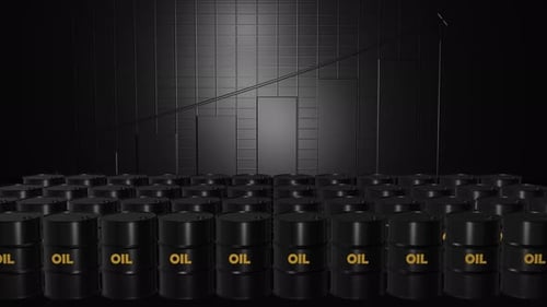Crude Oil Barrels Production Storage 3D Graph Concept
