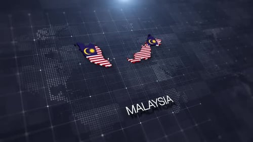 3D Animated Malaysia Flag Map Digital Globe