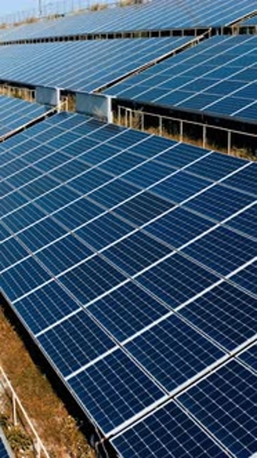 Rows of Solar Panels Viewed From Above