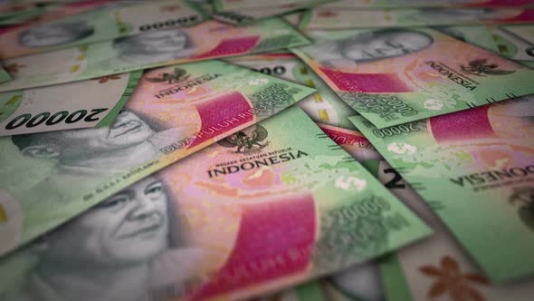 Indonesia Rupiah 20000 banknote flying over money surface, Backgrounds ...