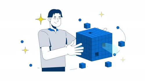 Animación 2D de análisis de cubos de datos OLAP