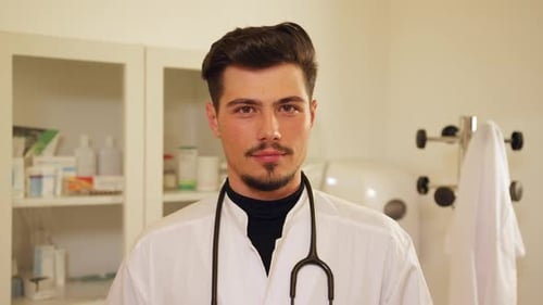 Male Doctor in a Clinic Setting